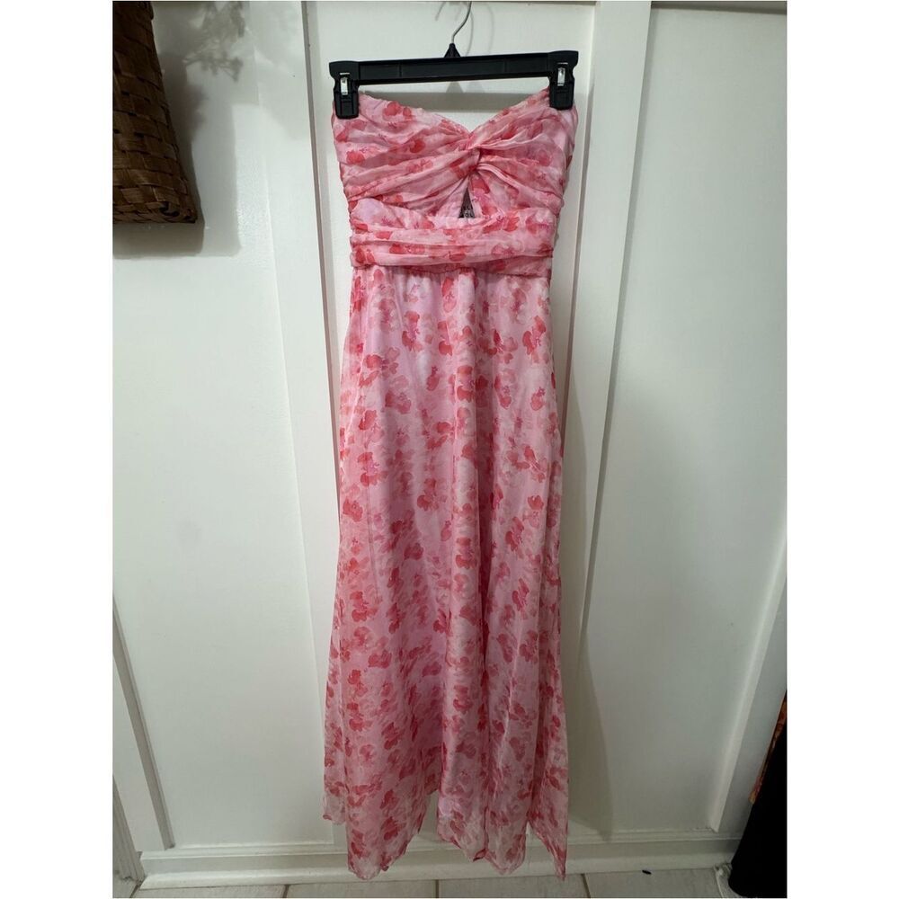 Hello Molly Pink Floral Strapless Maxi Dress - Picture 3 of 5